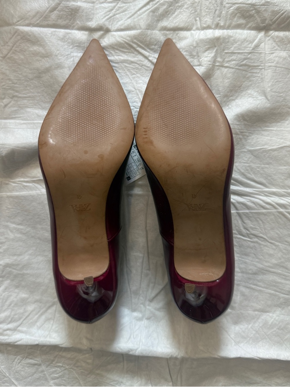 ZARA Wine Pointed-Toe Leather Heels 41, US 10 - Picture 2 of 5
